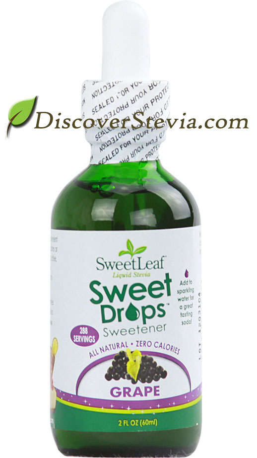 Sweet Leaf Sweet Drops Sweetener Liquid Stevia 2 oz Grape ZERO Calories